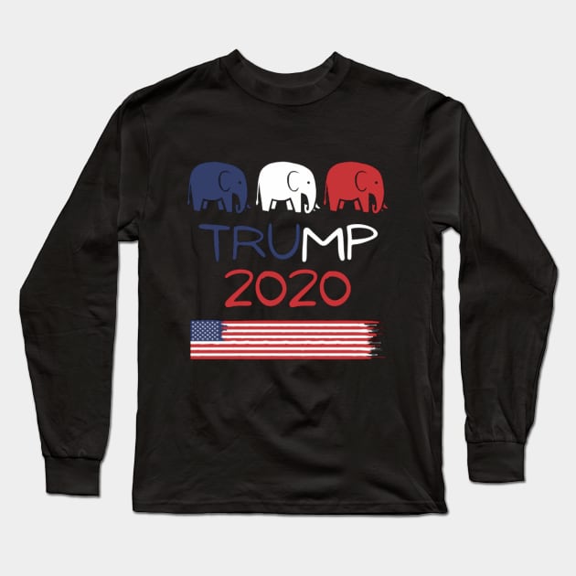 Trump 2020 Republican Elephants Long Sleeve T-Shirt by 9 Turtles Project